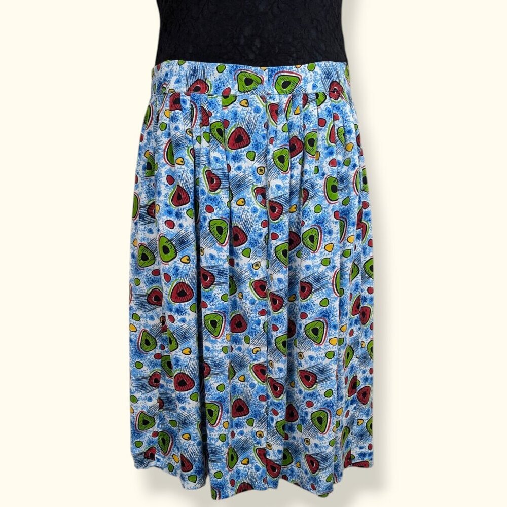 V. RDS Abstract Front Button Rayon Skirt